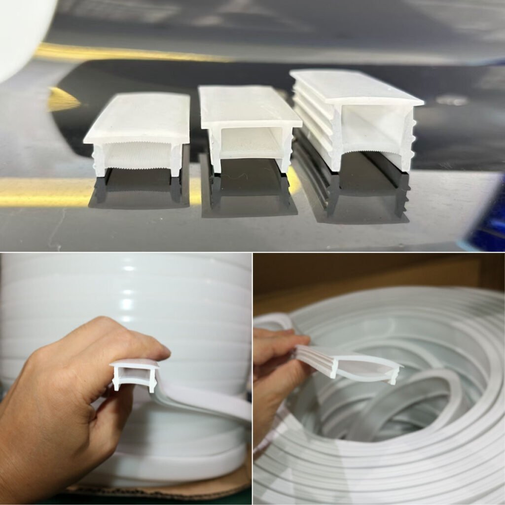 quality checking of silicone led strip light channel profile in our factory