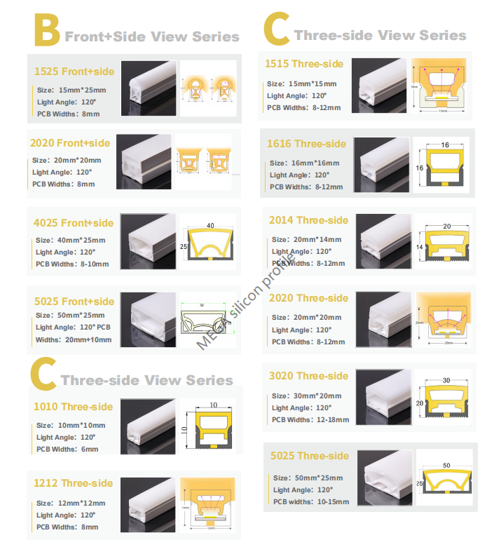 silicon profile from China MEGA silicon led light profile manufacturer